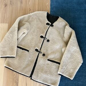 MANGO Cream Toggle Coat